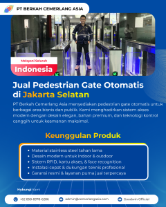 Pintu akses pedestrian swing gate untuk kontrol akses gedung di Jakarta Selatan