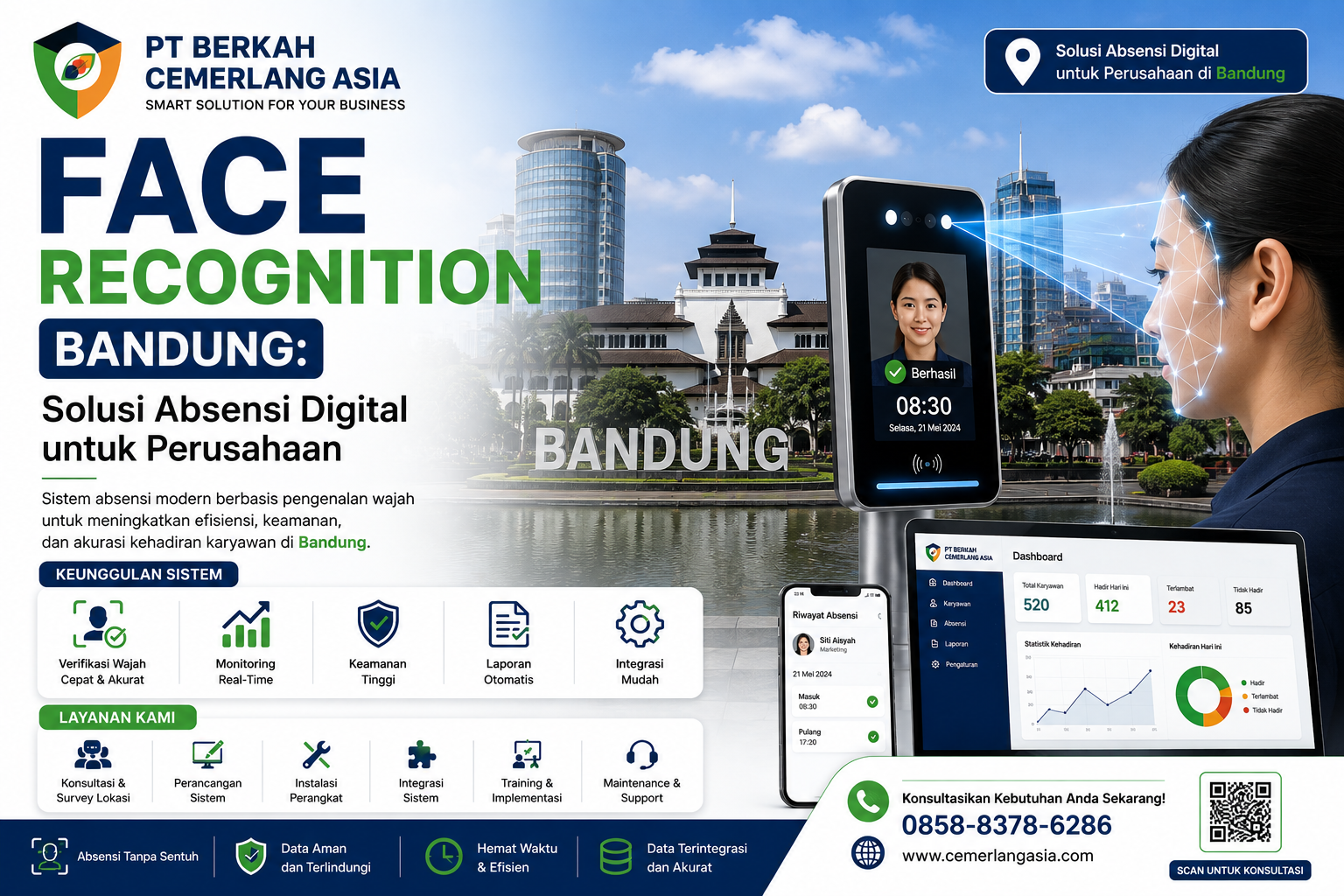 Sistem Face Recognition Bandung untuk absensi digital perusahaan PT Berkah Cemerlang Asia