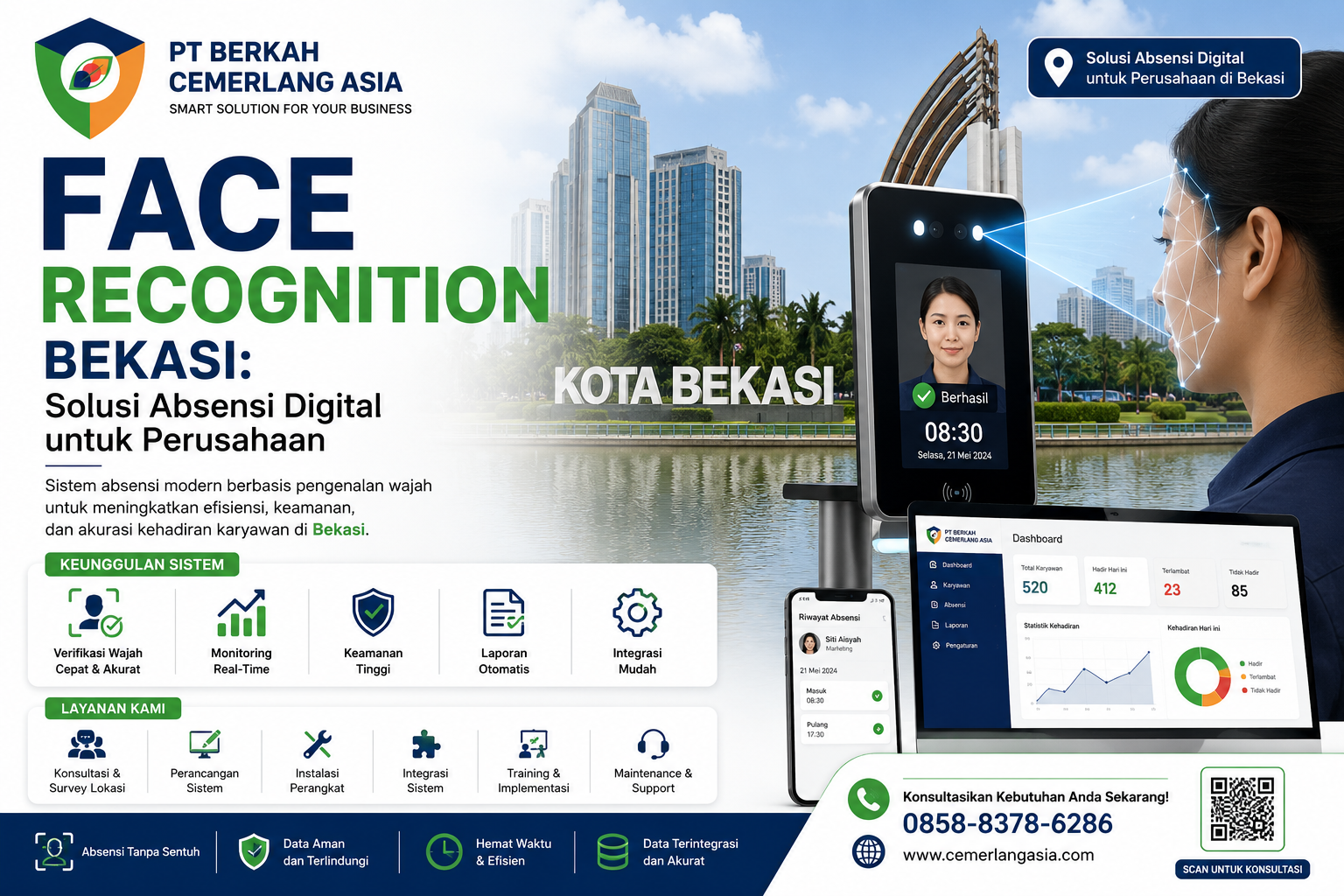 Sistem Face Recognition Bekasi untuk absensi digital perusahaan PT Berkah Cemerlang Asia