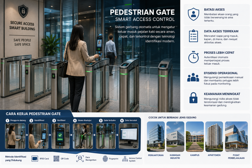 Pedestrian gate sebagai solusi kontrol akses dan keamanan gedung