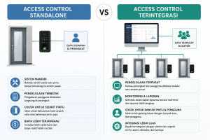 Perbedaan access control standalone dan terintegrasi untuk keamanan gedung